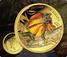 GOLD Frilled Neck Lizard Coin
